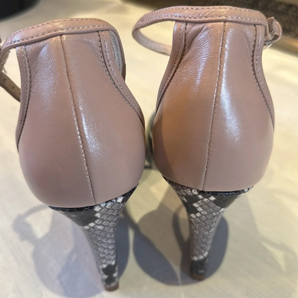 L.K. Bennett Coco Eau De Nil Wedge Shoes Leather Made Spain Size 38.5 High Heels